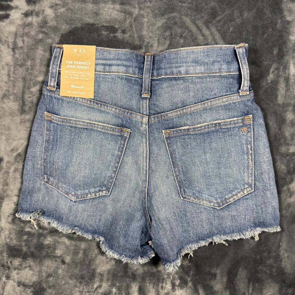 Madewell The Perfect Jean Short Womens 23 High Rise Raw Hem Indigo Boho NEW